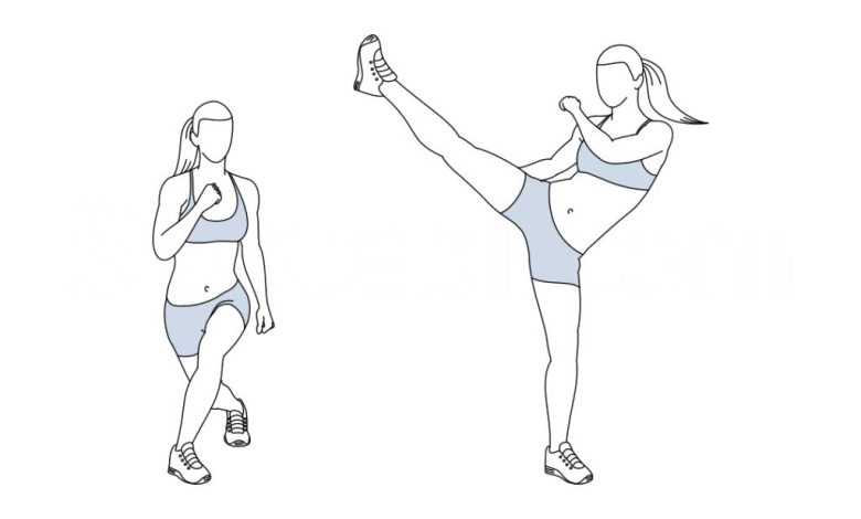 حرکت لانژ تعظیم و لگد به طرفین 1 curtsy lunge side kick exercise illustration spotebi 1024x68 1 عضلات اصلی: عضله چهارسر، باسن، هسته بدن عضلات فرعی: کپل، ران تجهیزات ورزشی: نیازی به وسیله ورزشی ندارد.